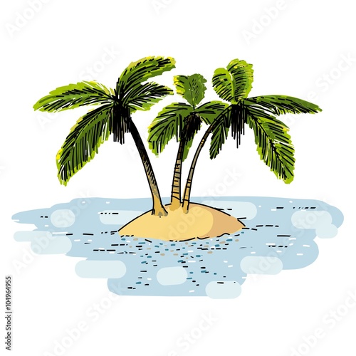 Lonely island with palms