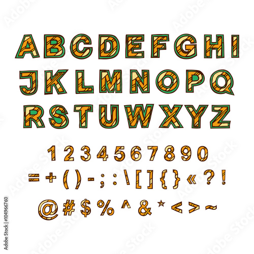 Vector decorative English alphabet  hand-drawn