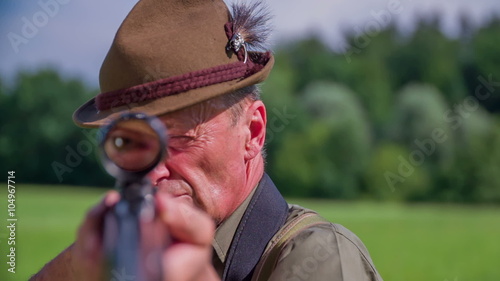Hunter searching the target