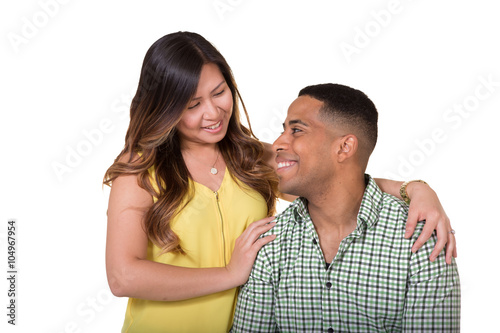 Portrait of an interacial couple on white