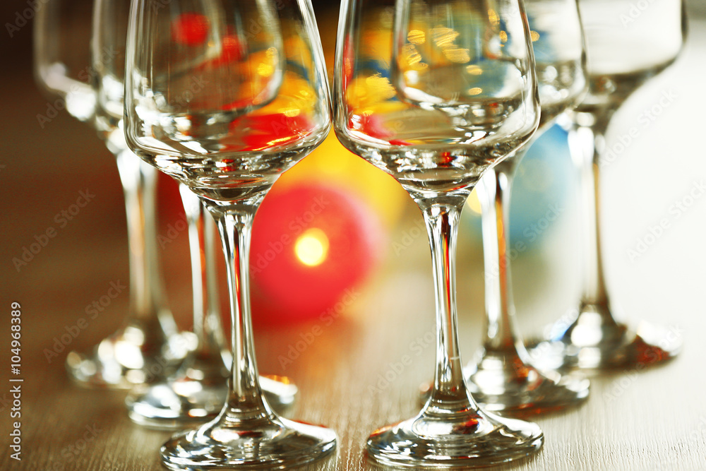 Empty wineglasses on a table, close up Empty wineglasses on a table, close up