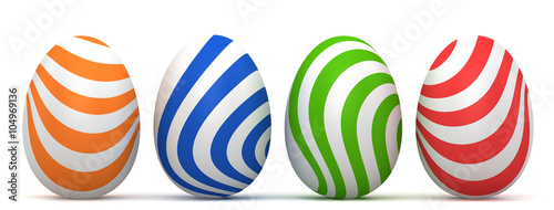 3d illustration. Easter eggs on a white background.