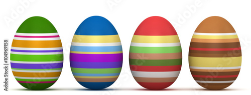 3d illustration. Easter eggs on a white background.