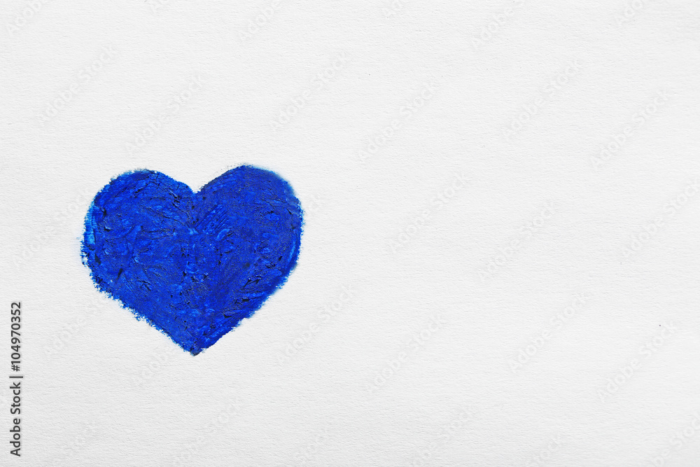 Blue painted colors heart on light background