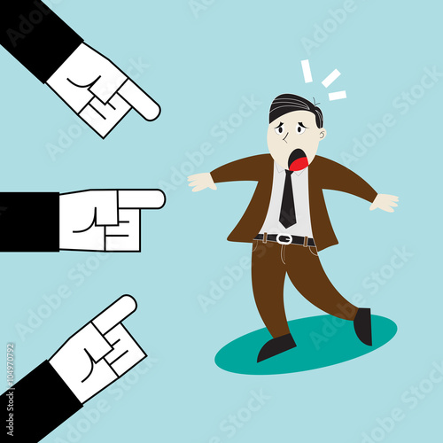 A Man Who To Be Blamed : Three Hands Point The Finger At Business Man