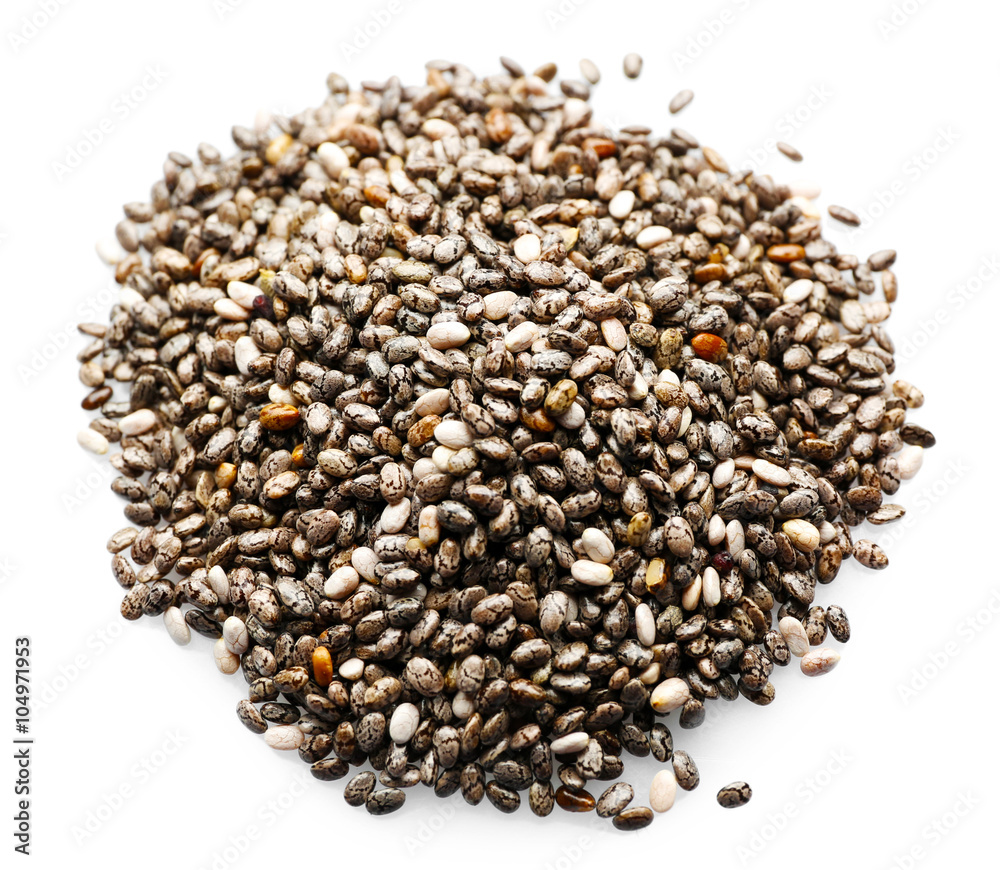 Chia seeds, isolated on white