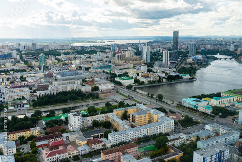 Yekaterinburg, Russia, August, cityscape. View of downtown with high-rise buildings.