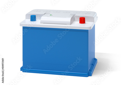 White blue car battery