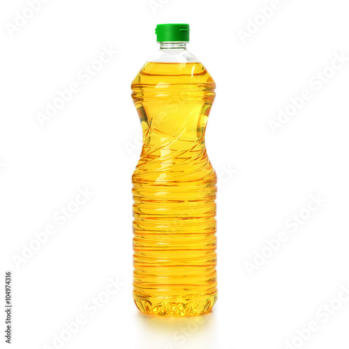 oil in plastic bottle isolated on white background