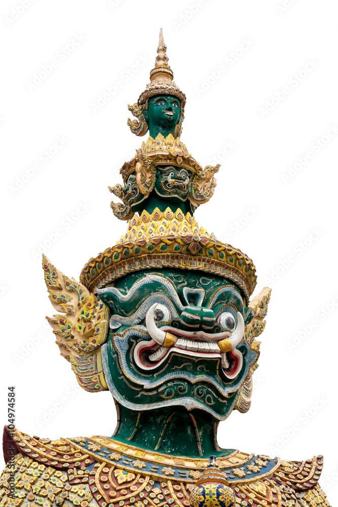 Giant statue at Wat pra kaew, Grand palace ,Bangkok,Thailand isolated on white Giant statue at Wat pra kaew, Grand palace ,Bangkok,Thailand isolated on white