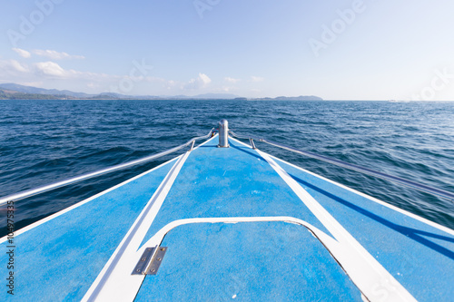 front of the boat in the sea