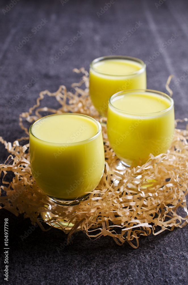 Yellow liquid in a glass