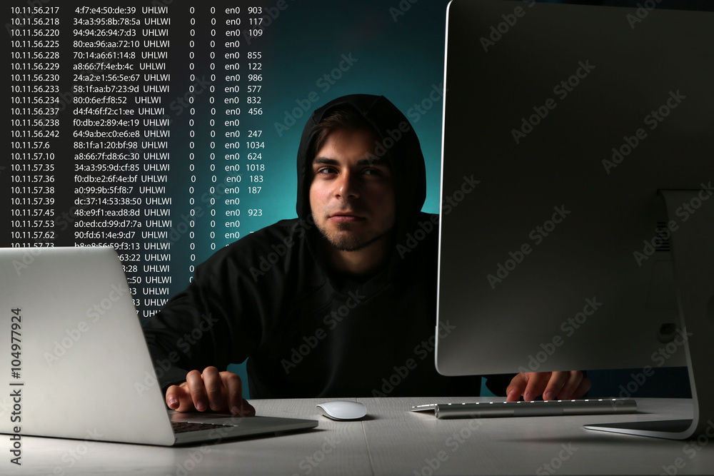 Hacker working with computer Hacker working with computer