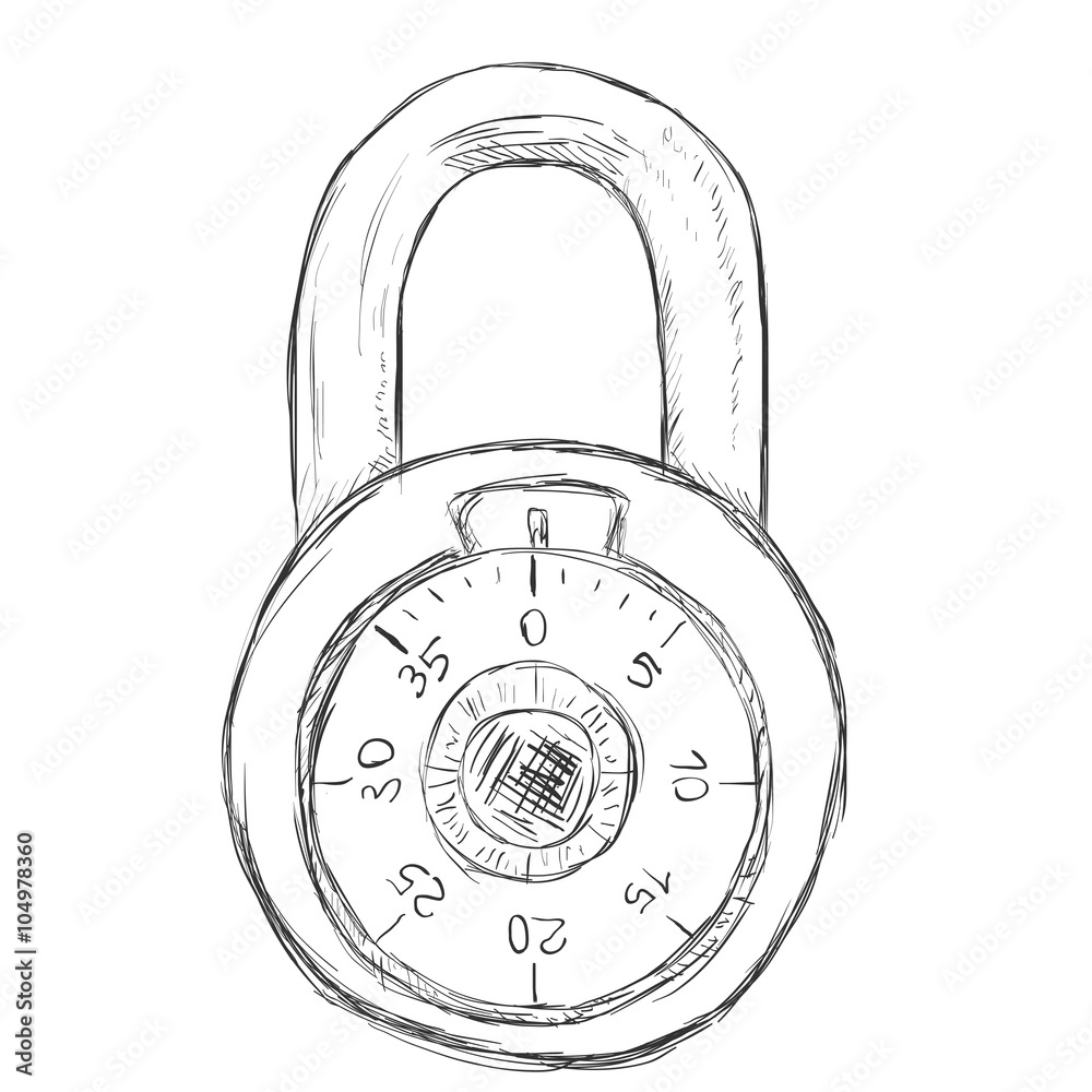Vector Single Sketch Combination Padlock