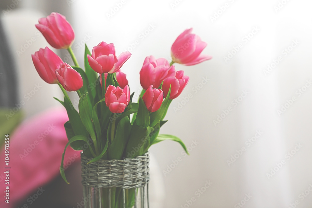 custom made wallpaper toronto digitalBouquet of pink tulips in a vase, close up