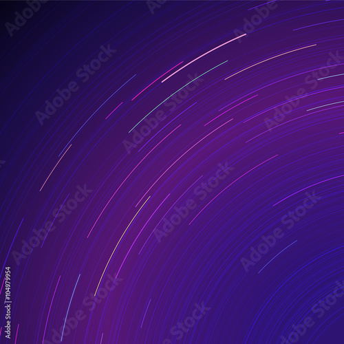 Star trails in night sky. Long exposure sky effect.