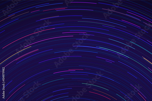 Star trails in night sky. Long exposure sky motion effect.