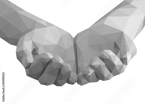 polygonal hands cupped like a cup empty monochrome