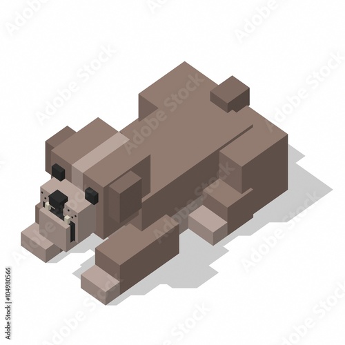 isometric rectangle design bulldog sleeping