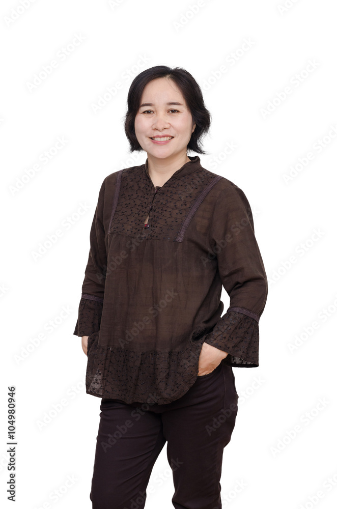 Beautiful middleaged woman over white background Beautiful middleaged woman over white background
