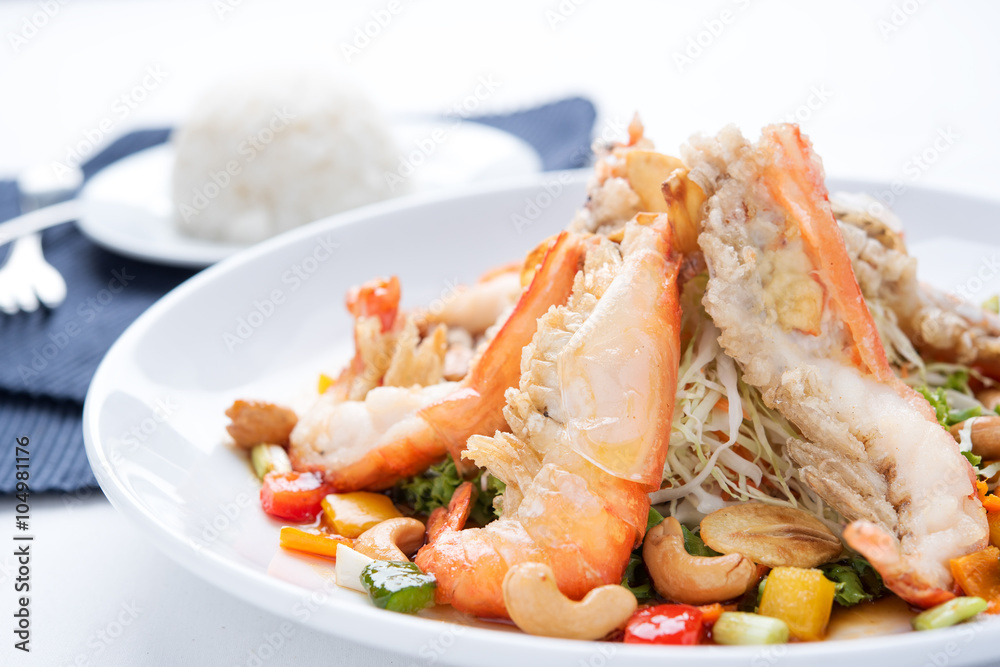 Stir fried shrimp with cashew nuts, Chinese Food 