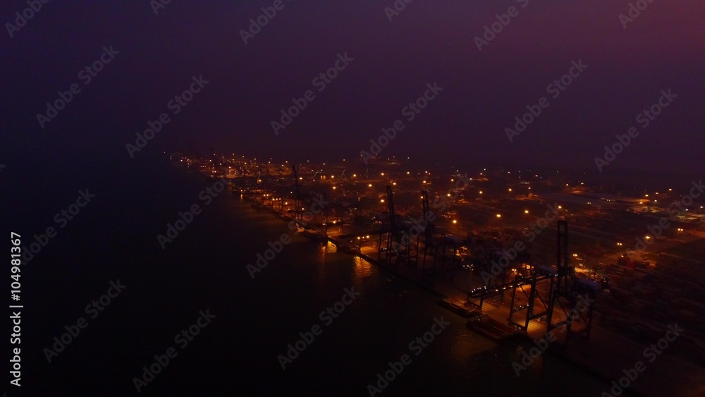 Shanghai Port, a busy night work, container freight Shanghai Port, a busy night work, container freight