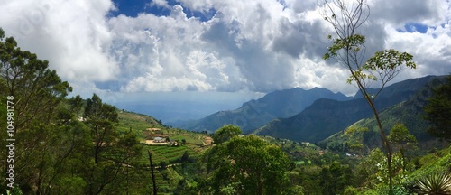 Mountain view showing cloud inversion at Ohiya, Sri Lanka photo