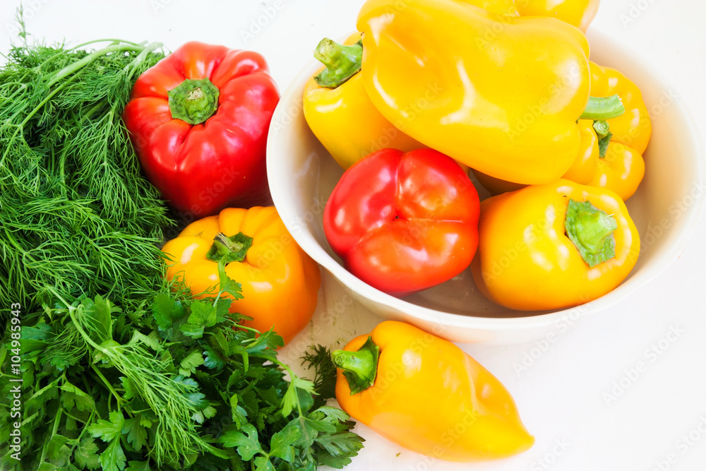 beautiful peppers, parsley and dill beautiful peppers, parsley and dill