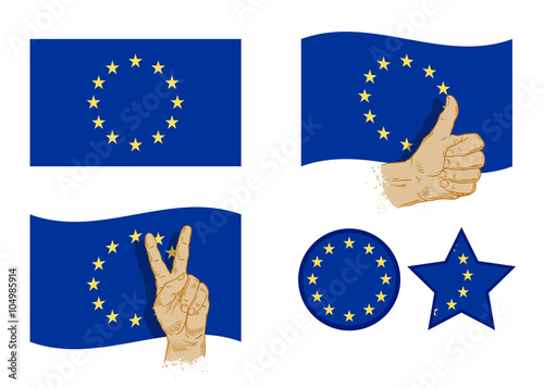 European Union flag icons set. vector illustration