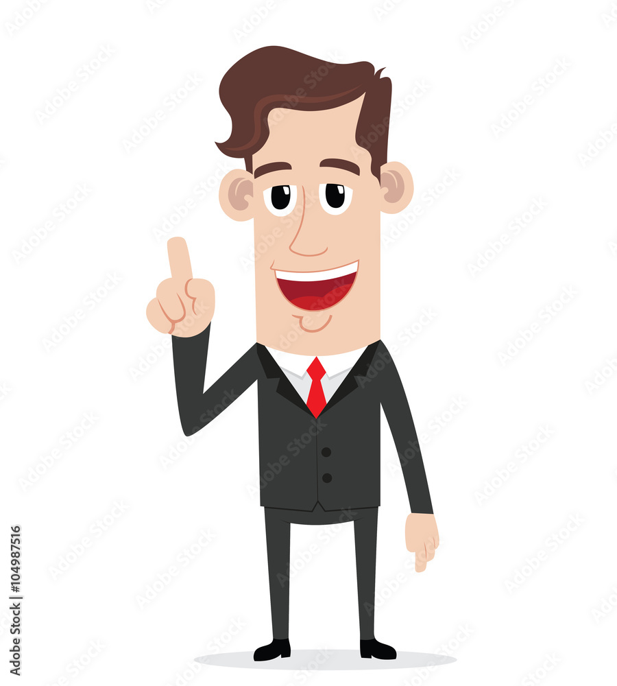 Businessman with finger pointing up gesture