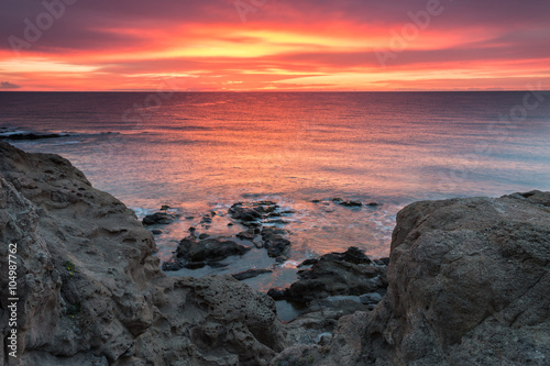 Sunrise on the coast of Escullos. Natural Park Cabo de Gata. Spain. © Eduardo Estellez
