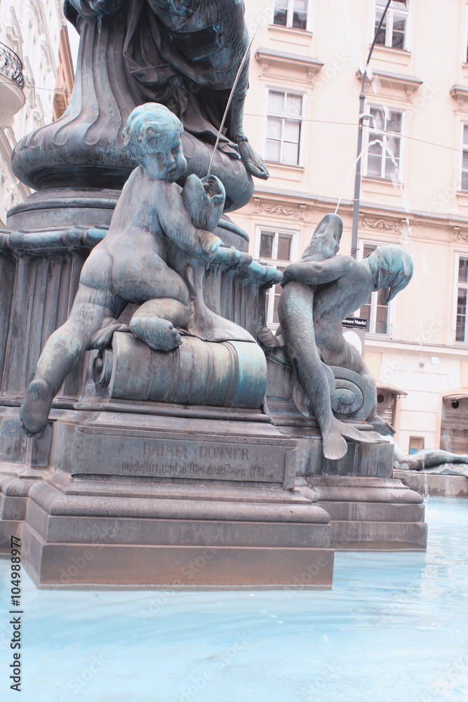 detail of the Donner Fountain (Donnerbrunnen) in Neuer Markt in