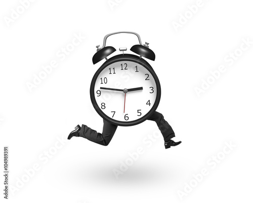 Alarm clock with human legs running
