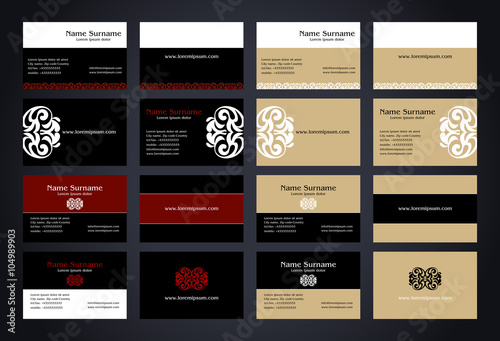 Business Cards creative design with logo, vintage style set
