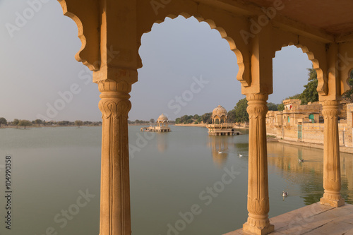 Gadisar lake in Jaisalmer, Rajasthan state, India