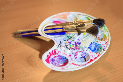 Art Palette with colored paints.