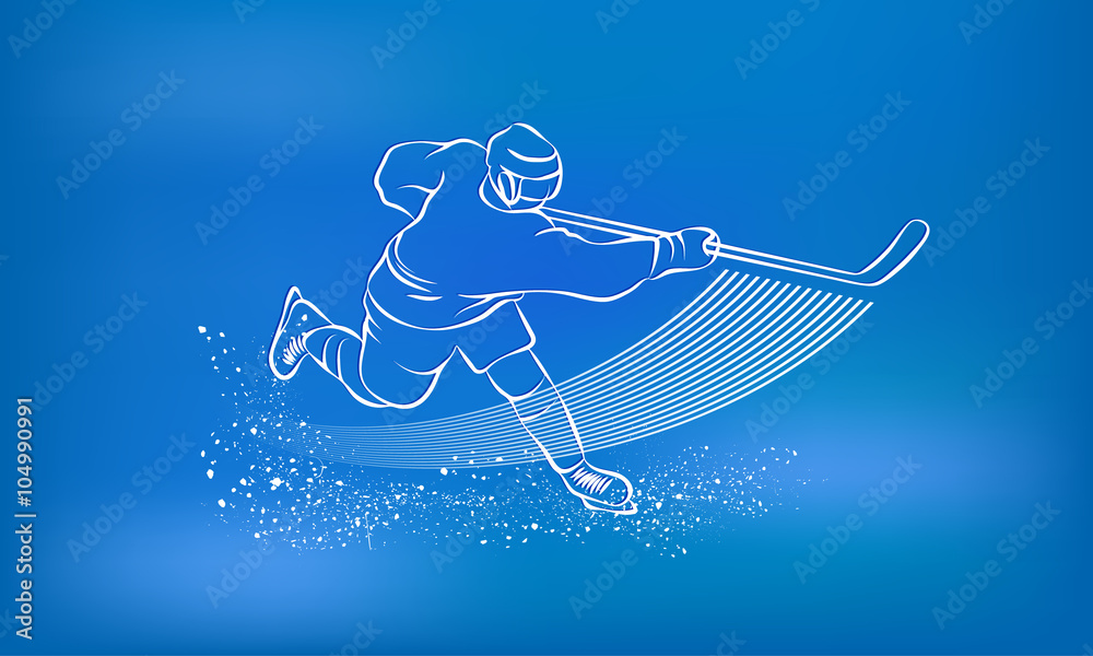 Fototapeta premium Hockey player strike hard. Sports background.