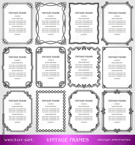 Vintage frames and borders set, calligraphic,  ornamental photo frames