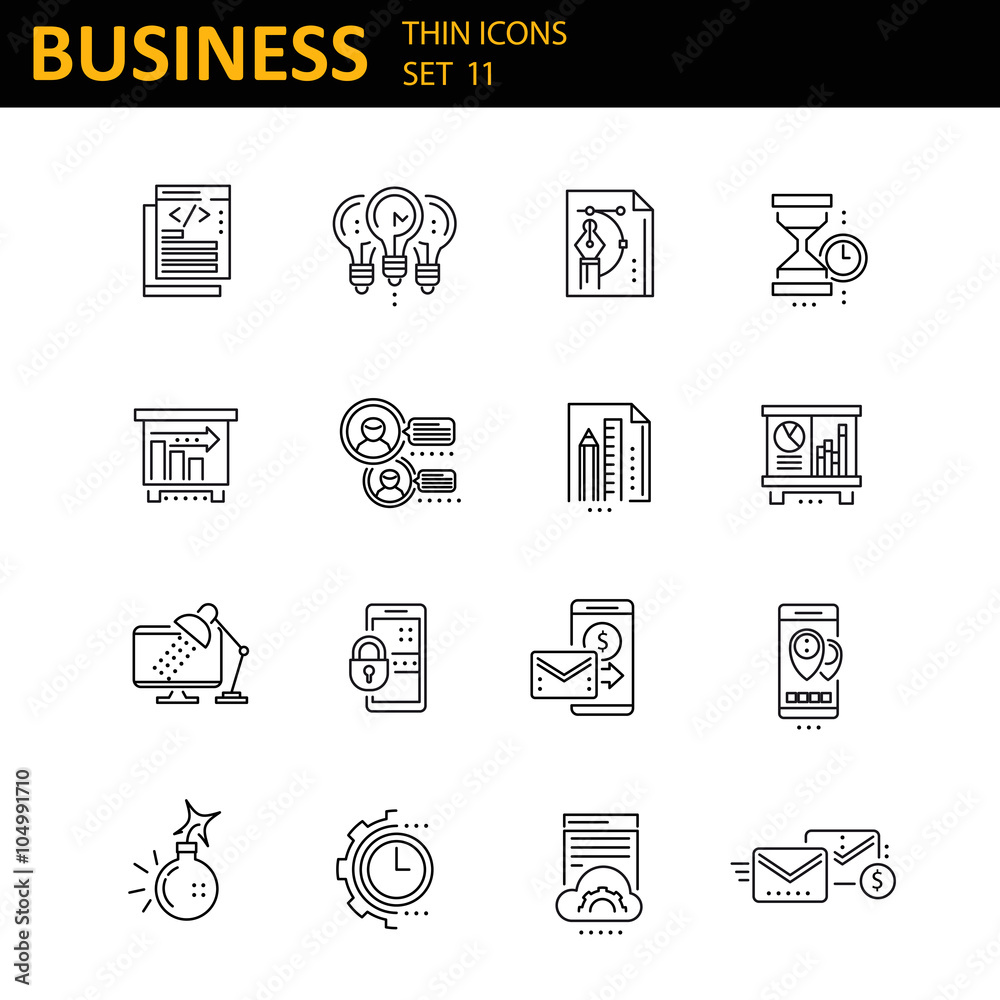 Modern thin line icons set for business