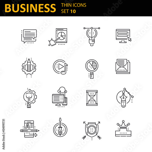 Modern thin line icons set for business