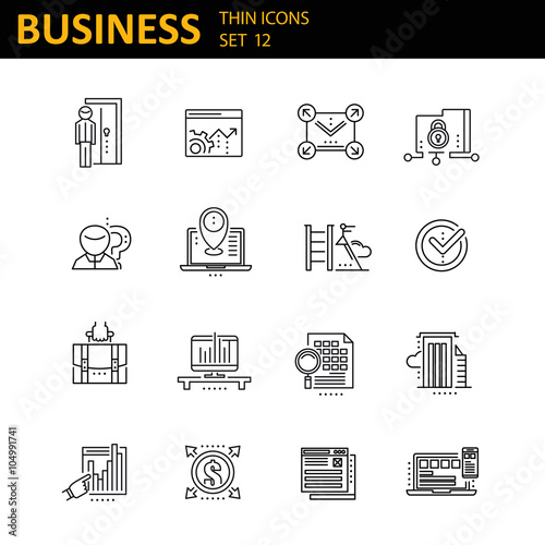 Modern thin line icons set for business