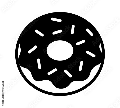 Donut / doughnut with chocolate frosting and sprinkles flat icon for food apps and websites
