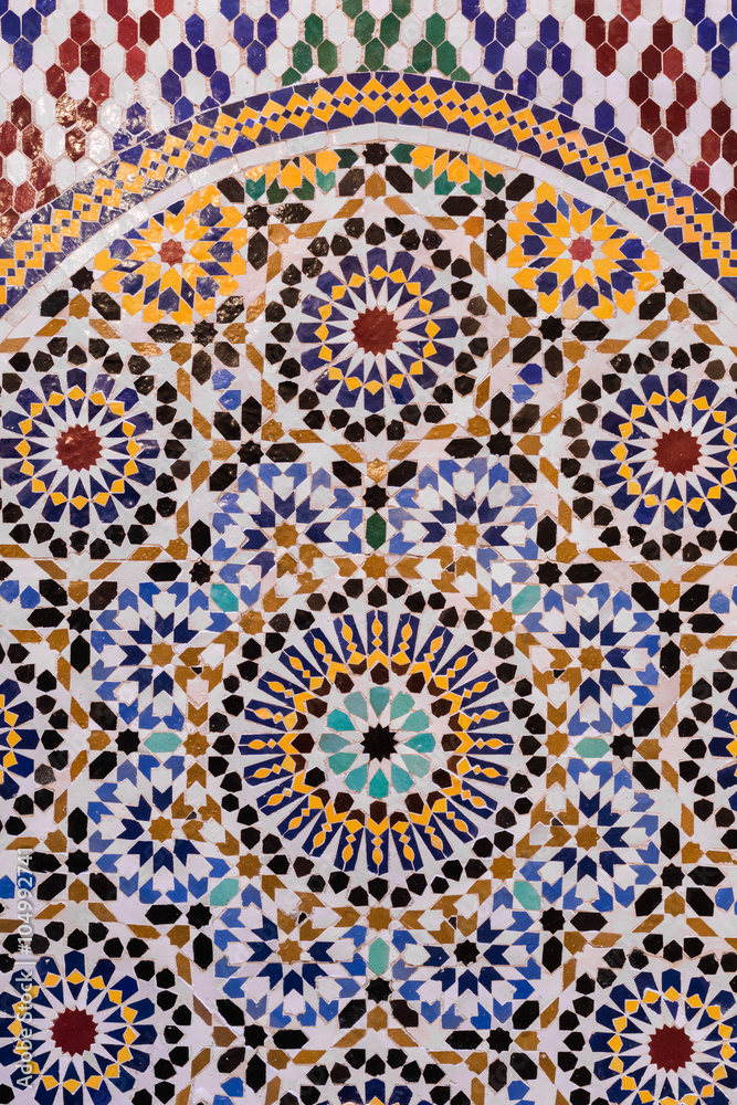 handmade Moroccan style mosaic in round shape