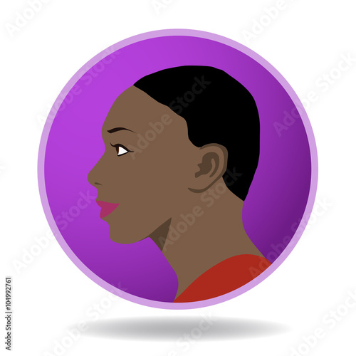 woman profile icon, face as seen from the side, avatar, vector illustration