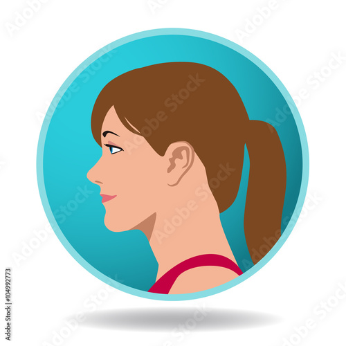 woman profile icon, face as seen from the side, avatar, vector illustration