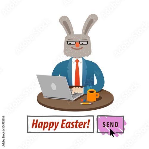 Happy Easter Message Template with Easter Bunny