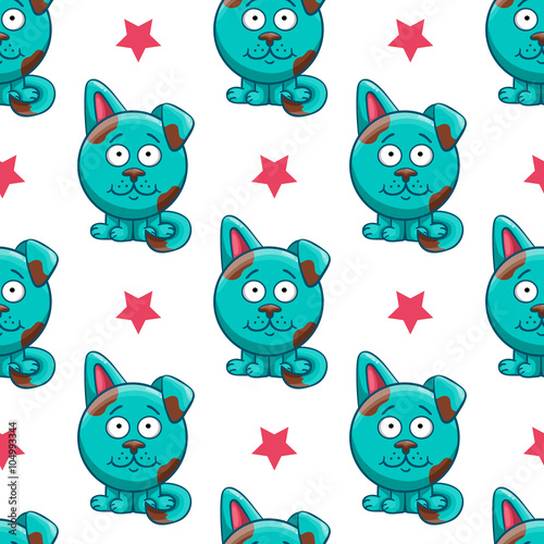 Seamless pattern with cartoon dog