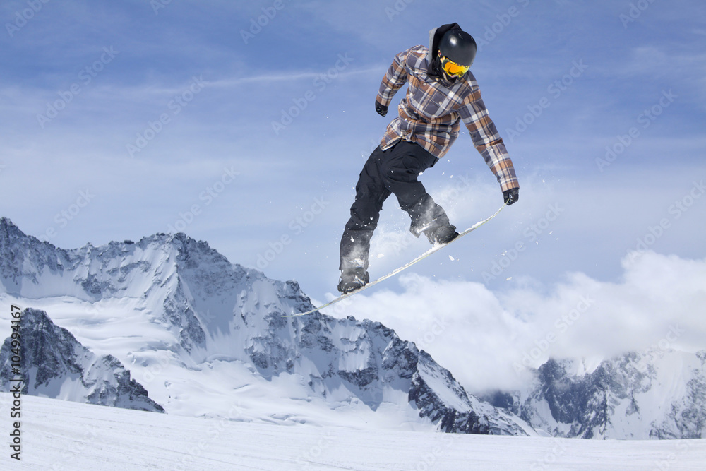 Snowboard jump on mountains. Extreme sport. Snowboard jump on mountains. Extreme sport.