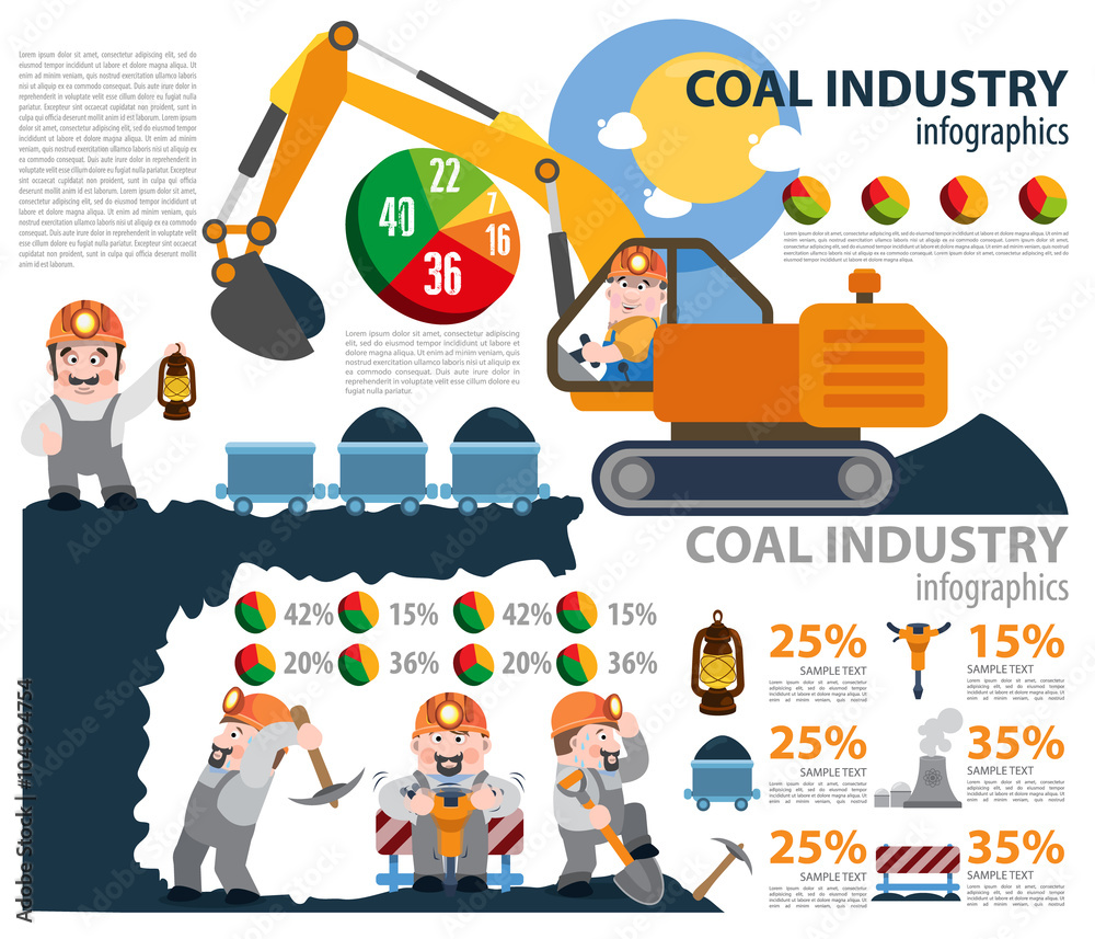 Obraz premium Coal industry infographics, coal industry mining