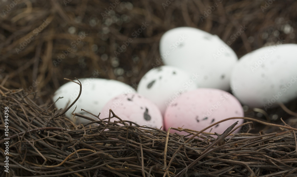 Easter eggs in a nest